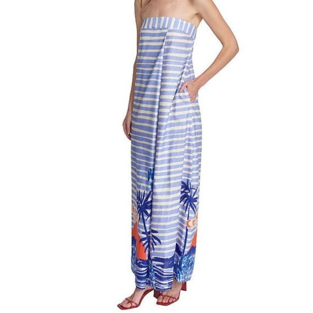 Corey Lynn Calter Sea Blue and Cream Dress